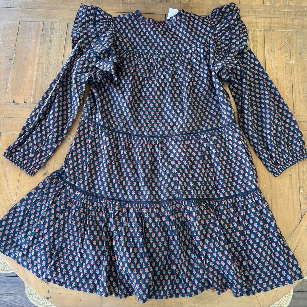 Pink Chicken Kalari Double Ruffle Dress Medium Navy Carnation New Prairiecore - Picture 8 of 10